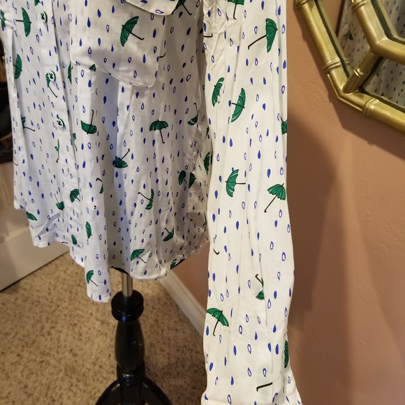 Anthropologie Maeve Long Sleeve Umbrella Raindrop Top - Picture 12 of 13
